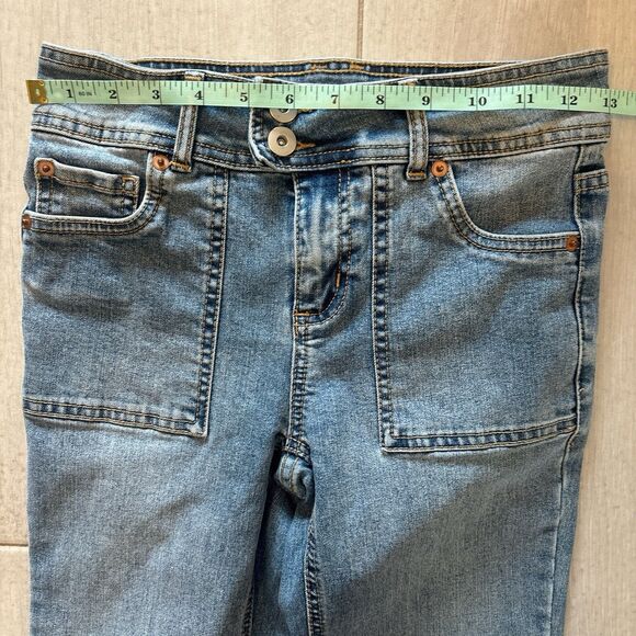 Women’s Boho Hippie Flare Jeans Size 26” Waist Stretch Denim Low Rise - Picture 4 of 8